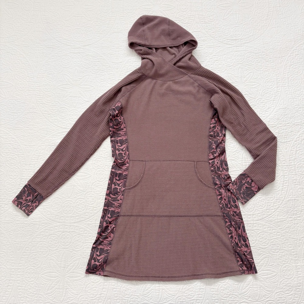 Youer Fleece Hooded Treasure Dress, Purple Sz M